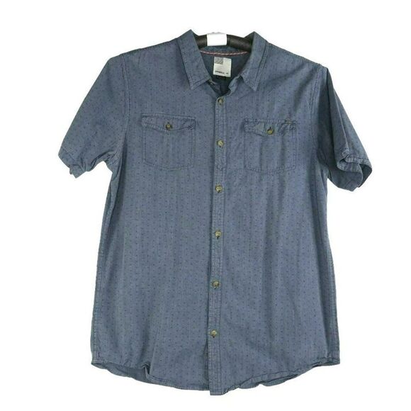 O'Neill Button Up Shirt Men's Size XL Blue Polka-Dot Short Sleeve 100% Cotton - Picture 1 of 8
